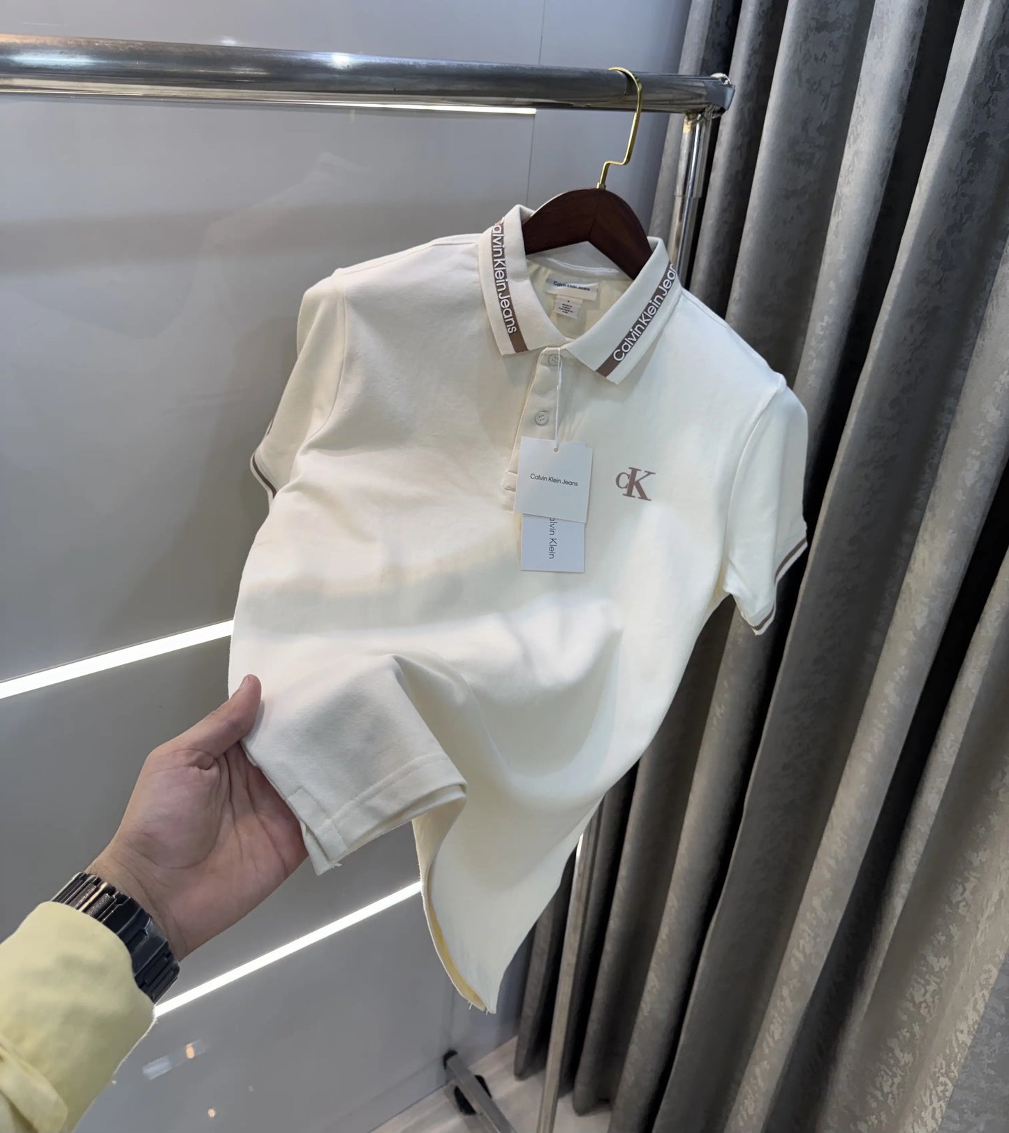 Calvin  Klein Cream Premium Polo T-Shirt