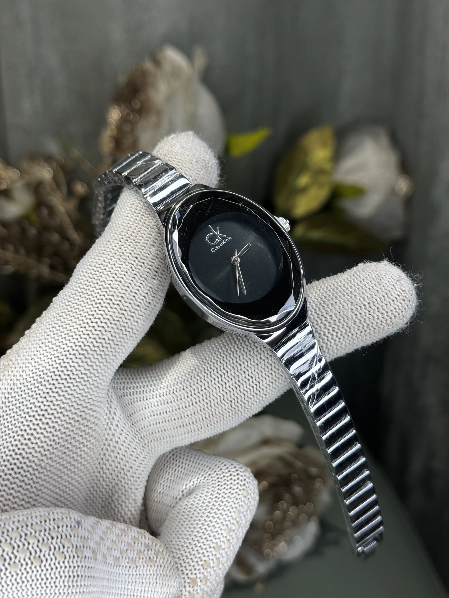 Calvin Klei n Oval Silver Black Premium Watch