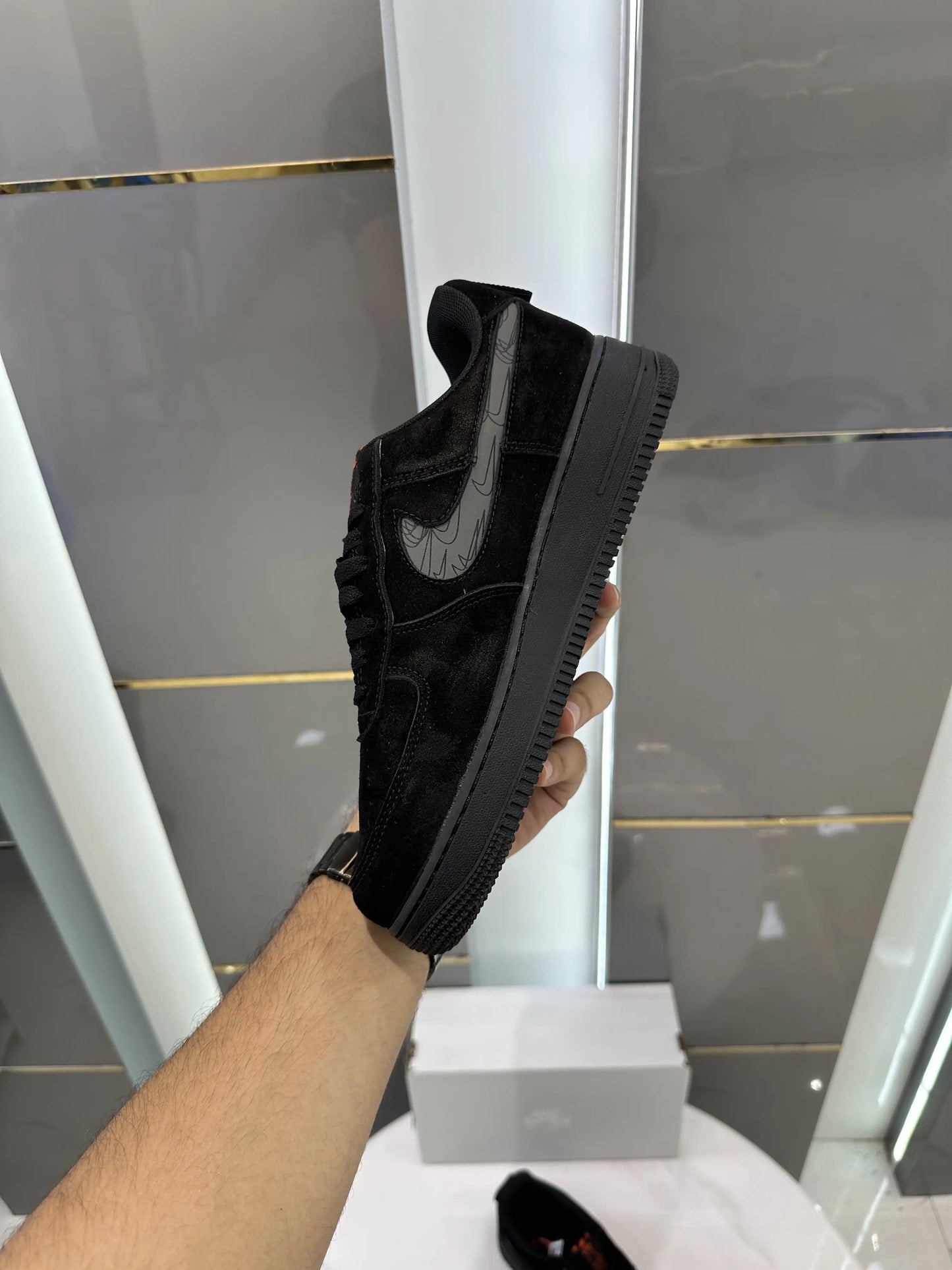 Nike_Airforce 1 Low Multi Swoosh Black Crimson Mens Shoes