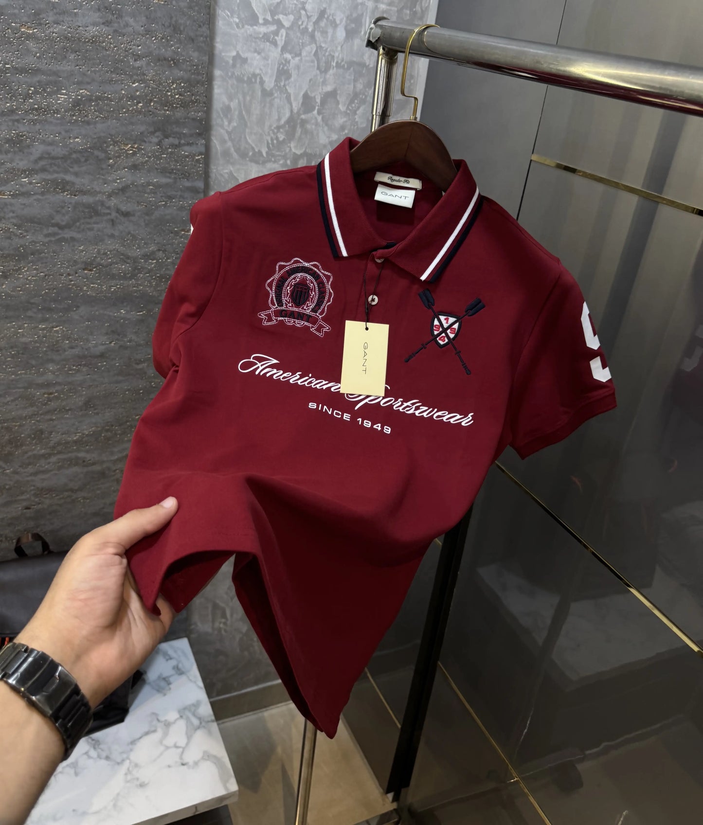 Gant Maroon Logo Work Premium Polo T-shirt
