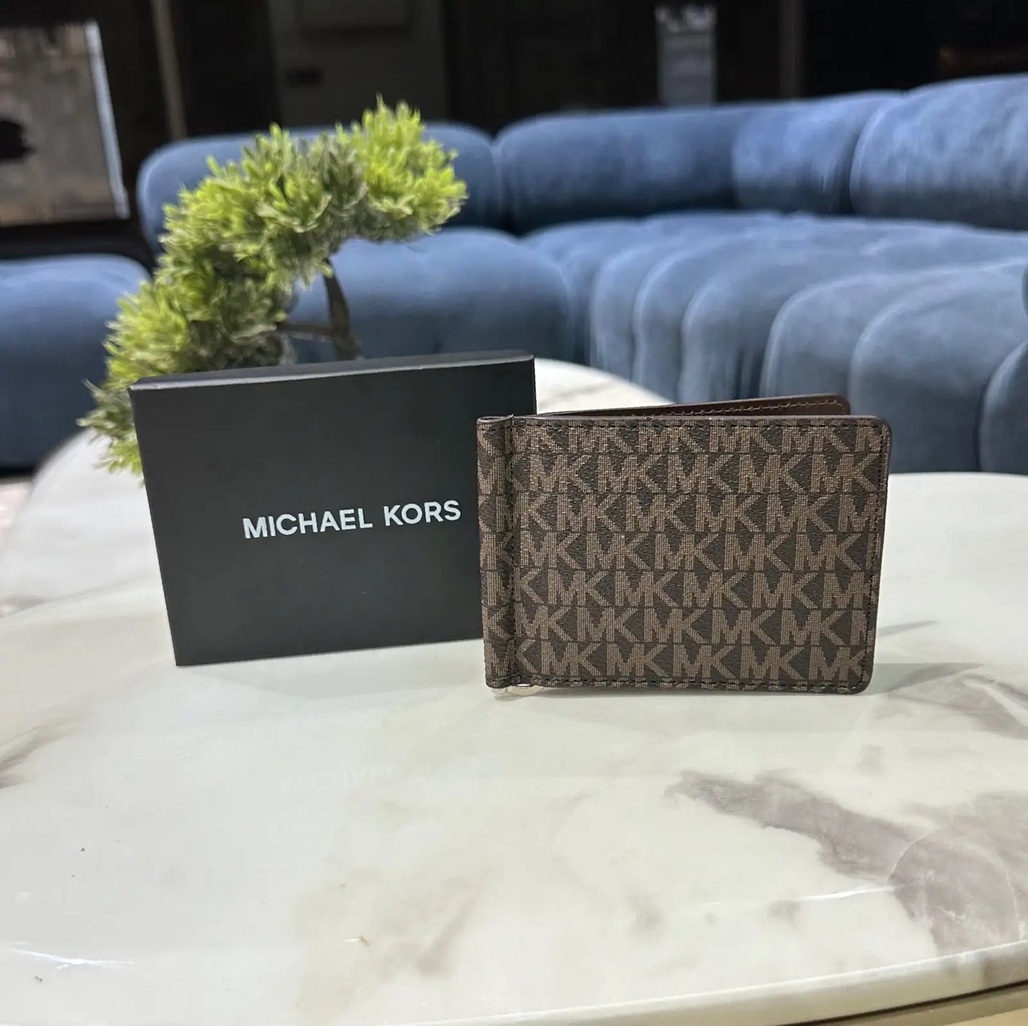 Michael Kor s Monogram Premium Money Clipper Brown With Box mk130