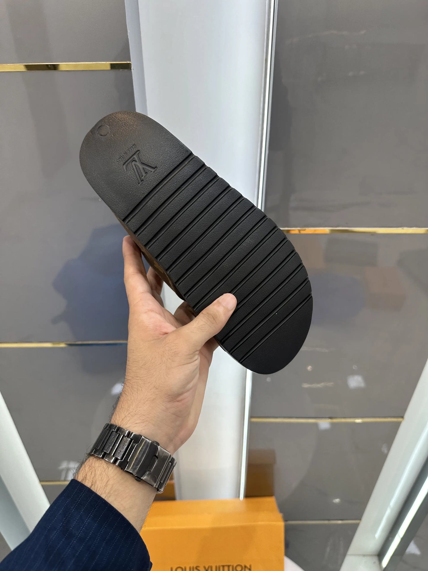 Louis_Vuitoon Cross Denim Black Slide