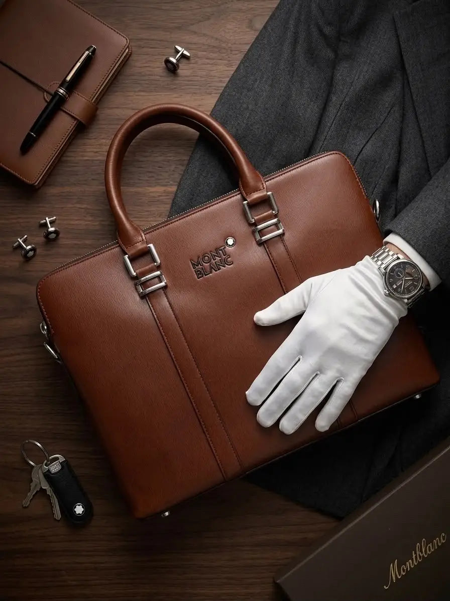 Mont Blan c Luxury Premium Imported Brown Laptop Bag mb1105