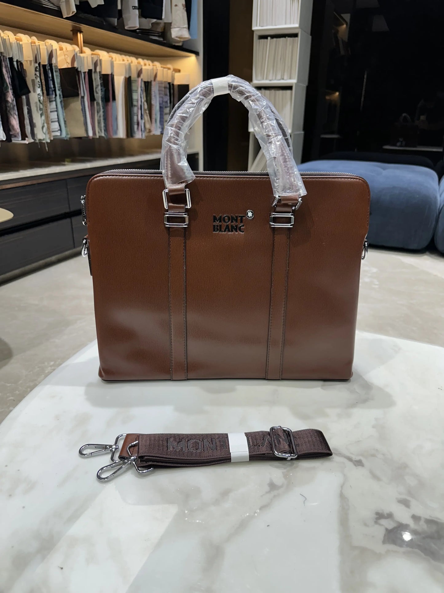Mont Blan c Luxury Premium Imported Brown Laptop Bag mb1105