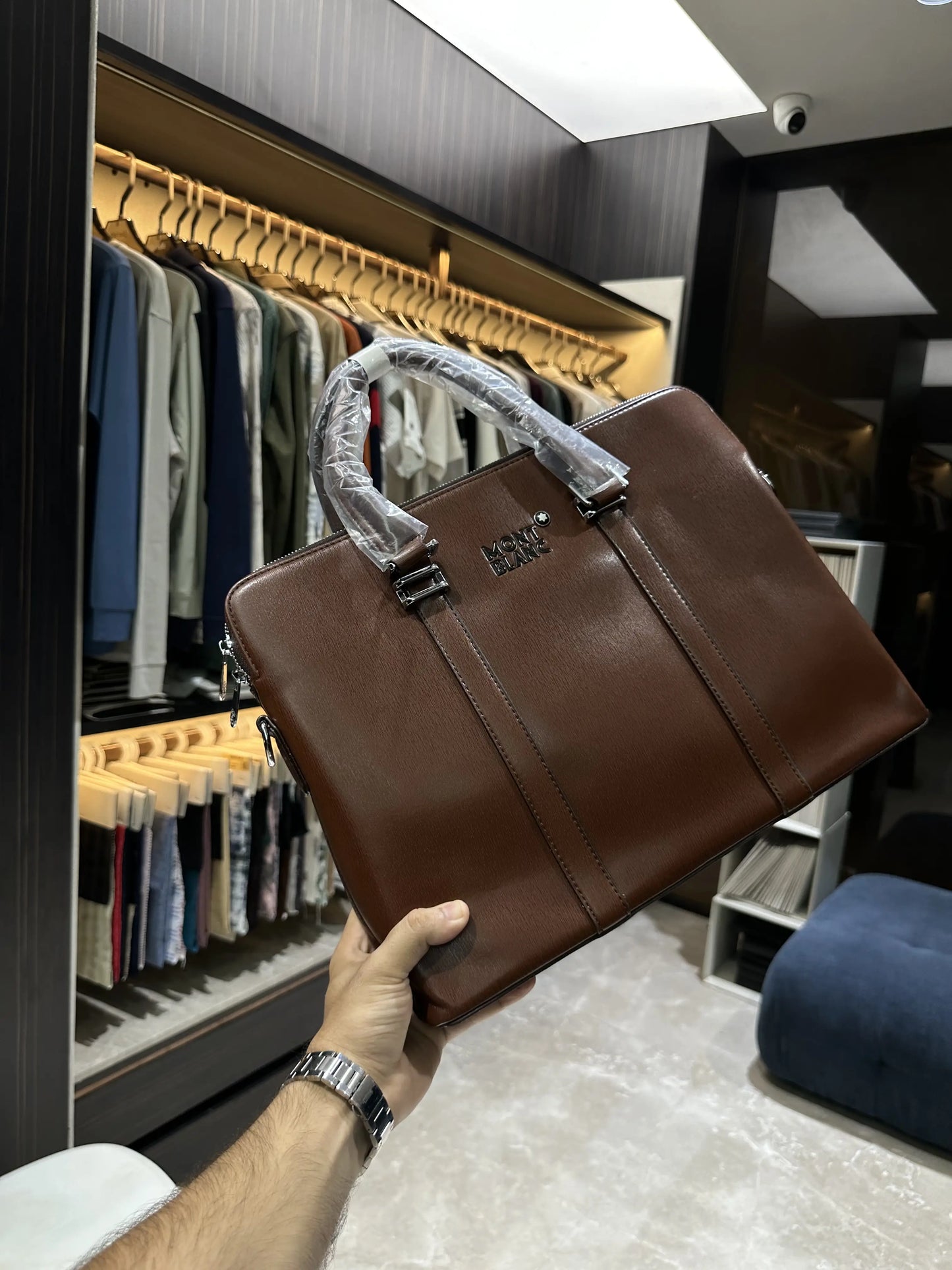 Mont Blan c Luxury Premium Imported Brown Laptop Bag mb1105