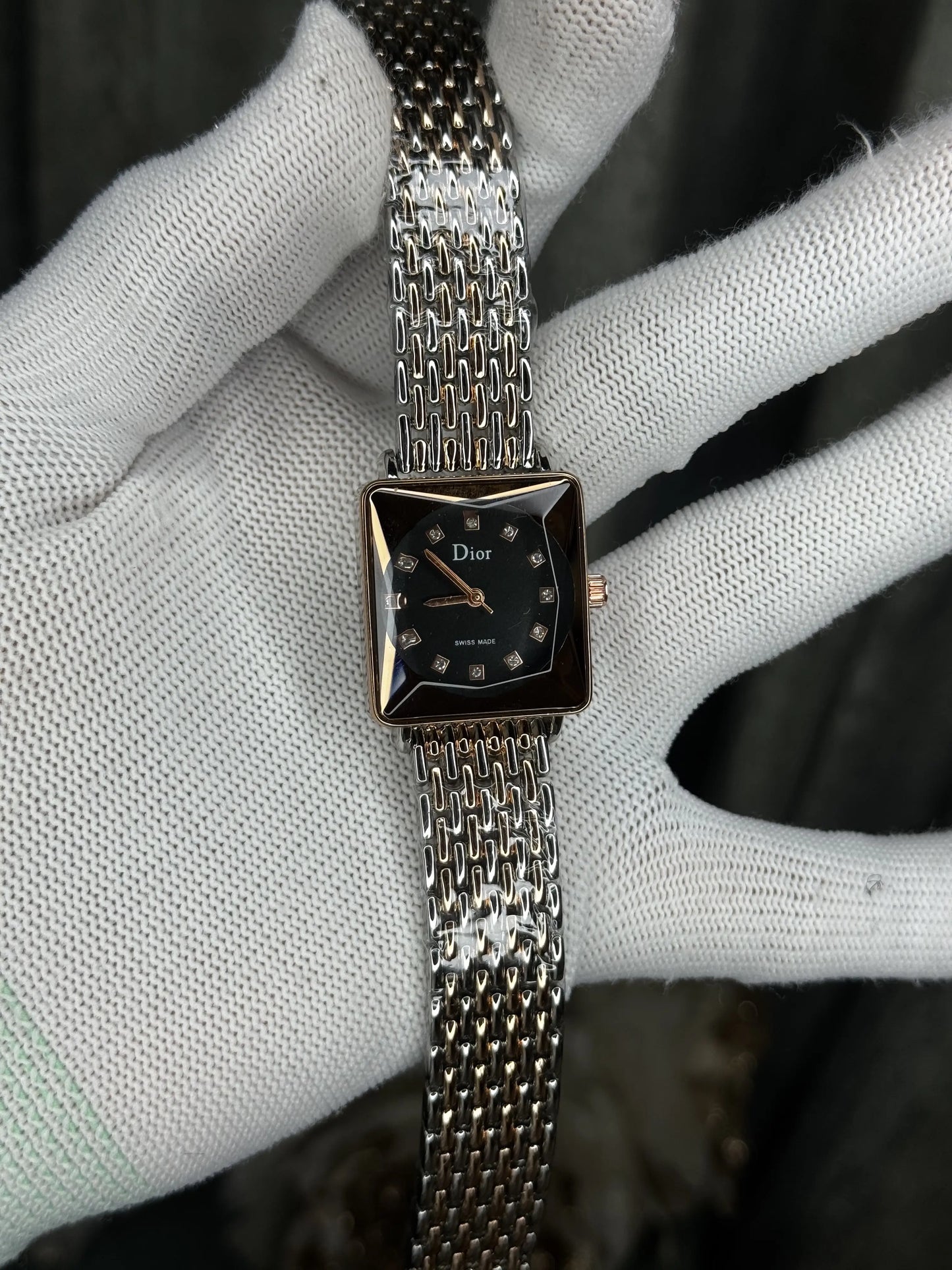 Dio r Dual Tone Black Square Premium Ladies Watch