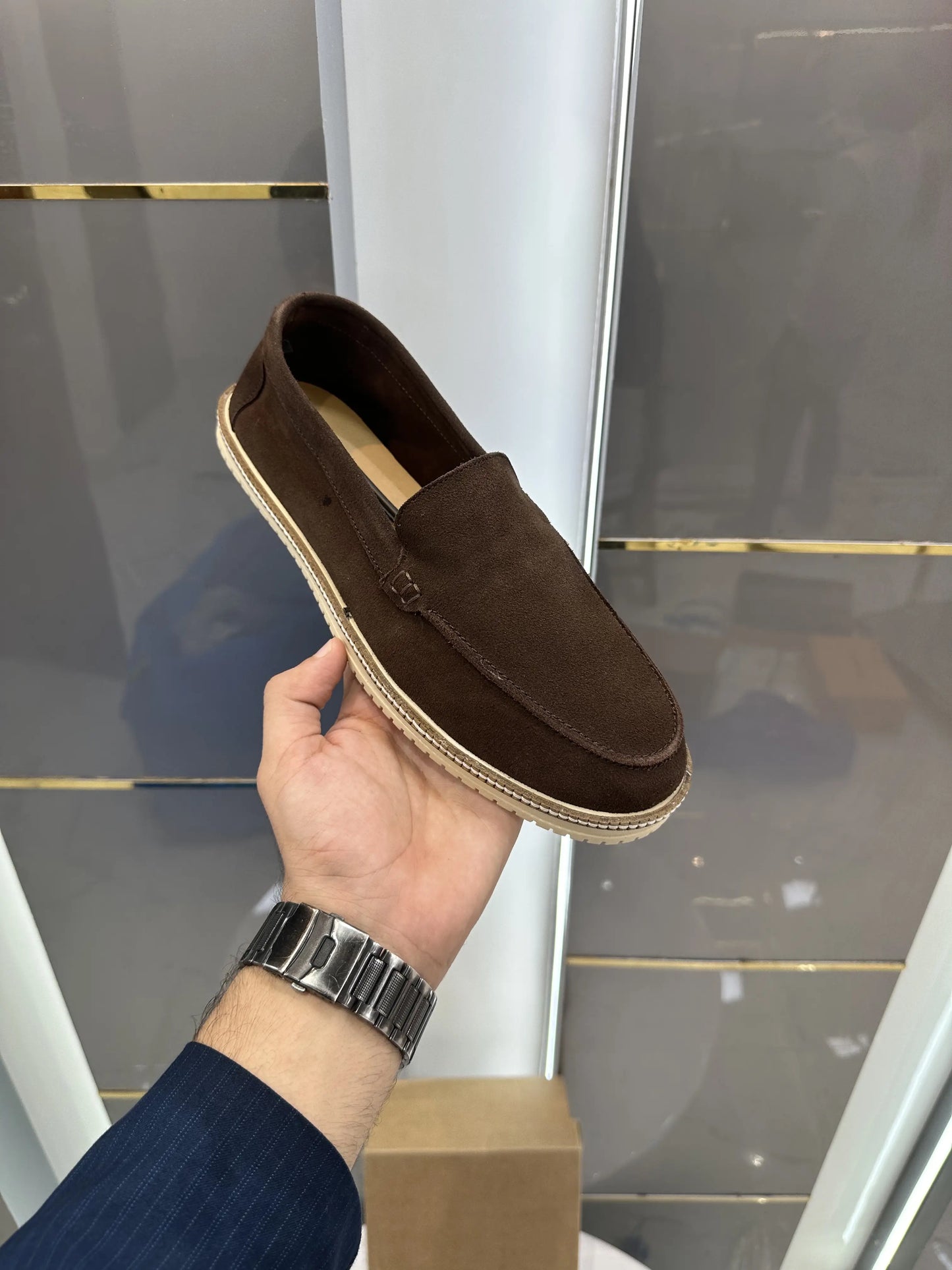 Zara_Brown Premium Suede Leather Formal Loafers