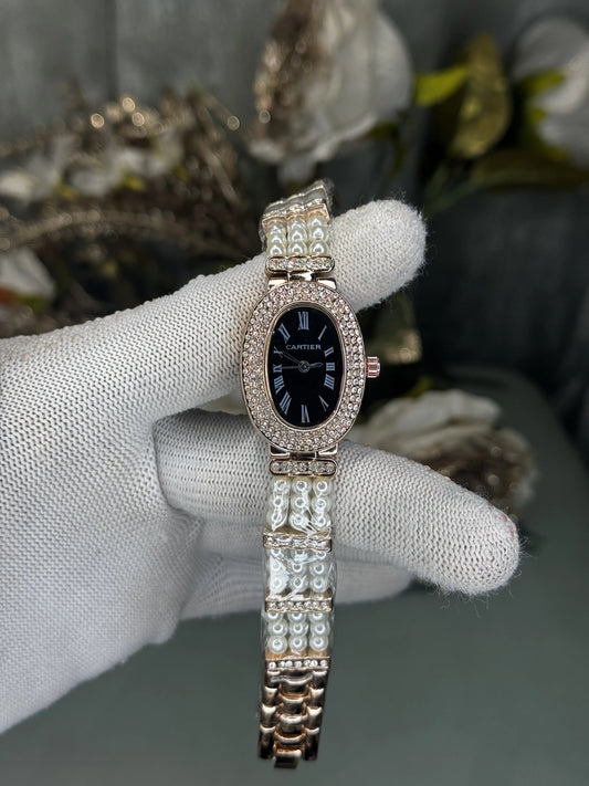 Cartie r Pearls Rose Gold Black Premium Watch