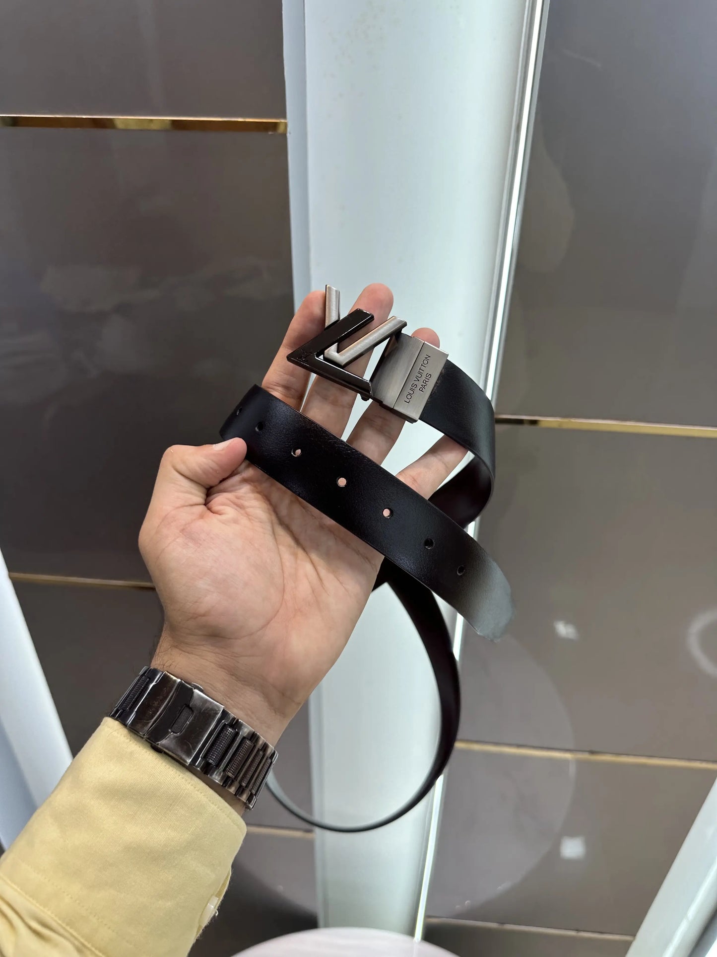 Louis Vuitto n Reversible Premium Imported Belt Grey Black lv166