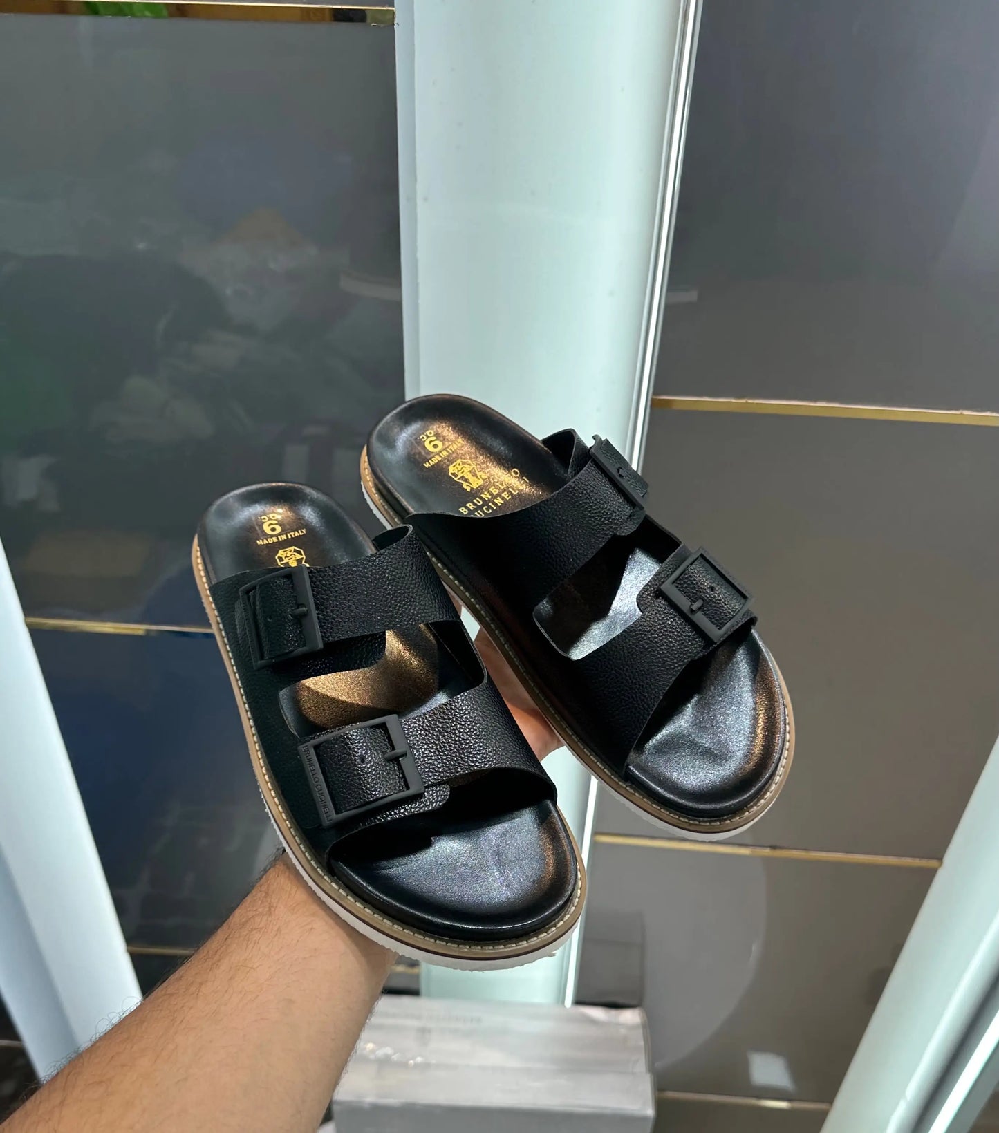 Brunello_Cucinelli Black Slide For Men