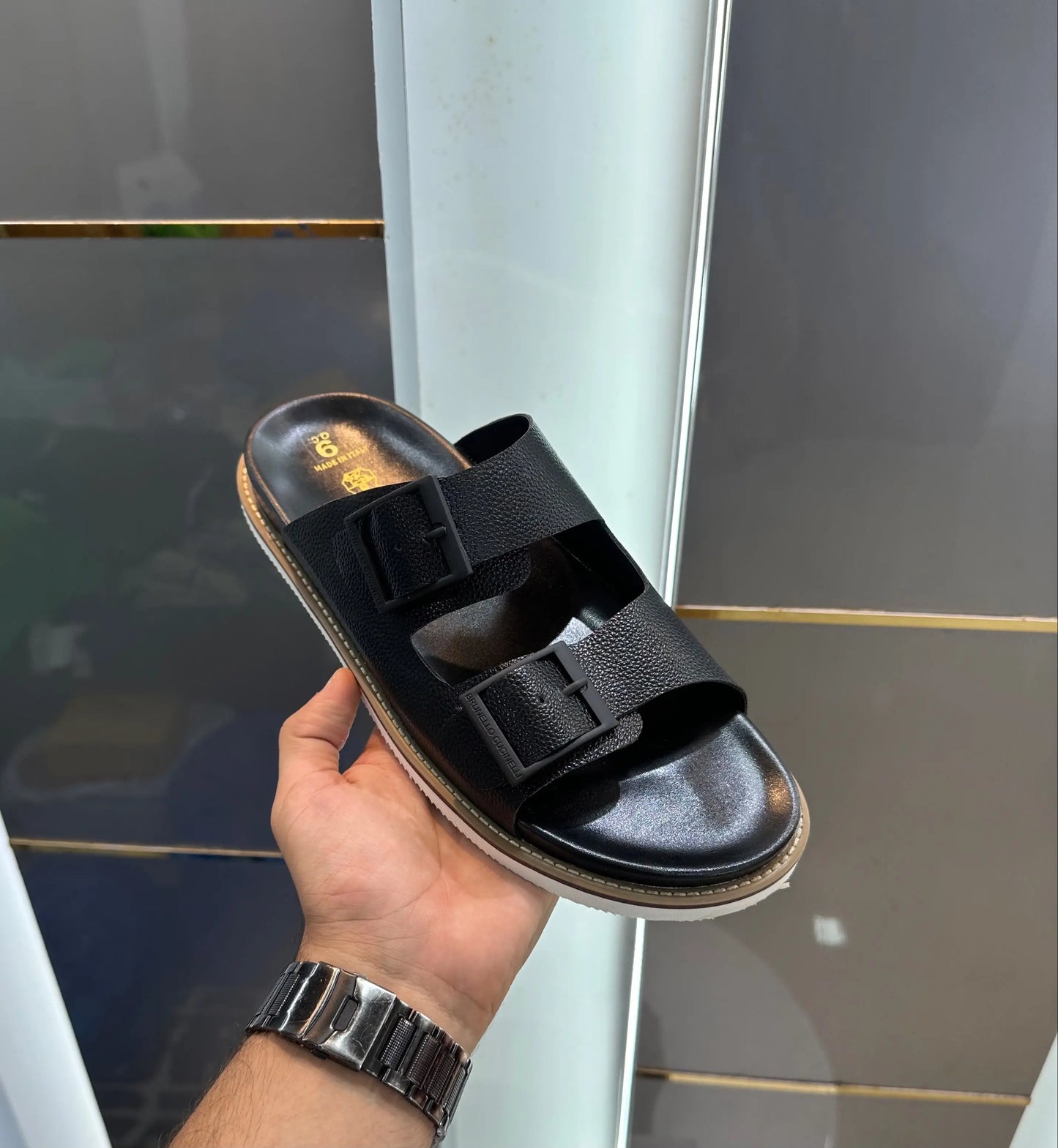 Brunello_Cucinelli Black Slide For Men