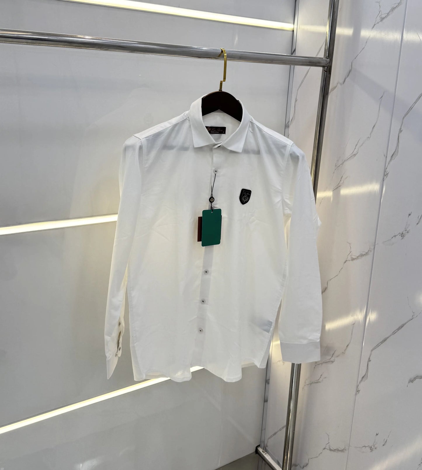 Loro Piana White Embroidery Logo Work Premium Shirt