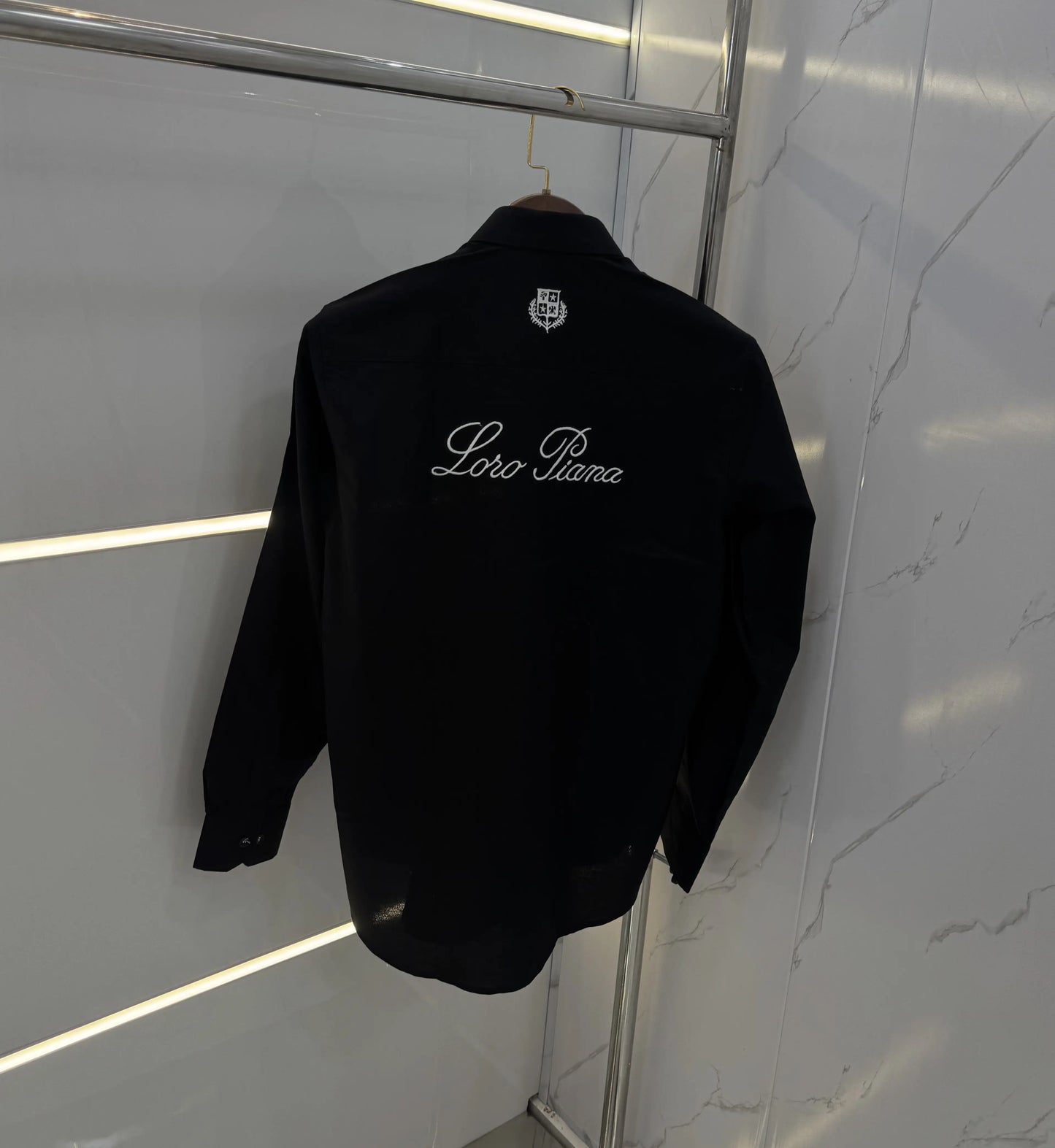 Loro Piana Black Embroidery Logo Work Premium Shirt