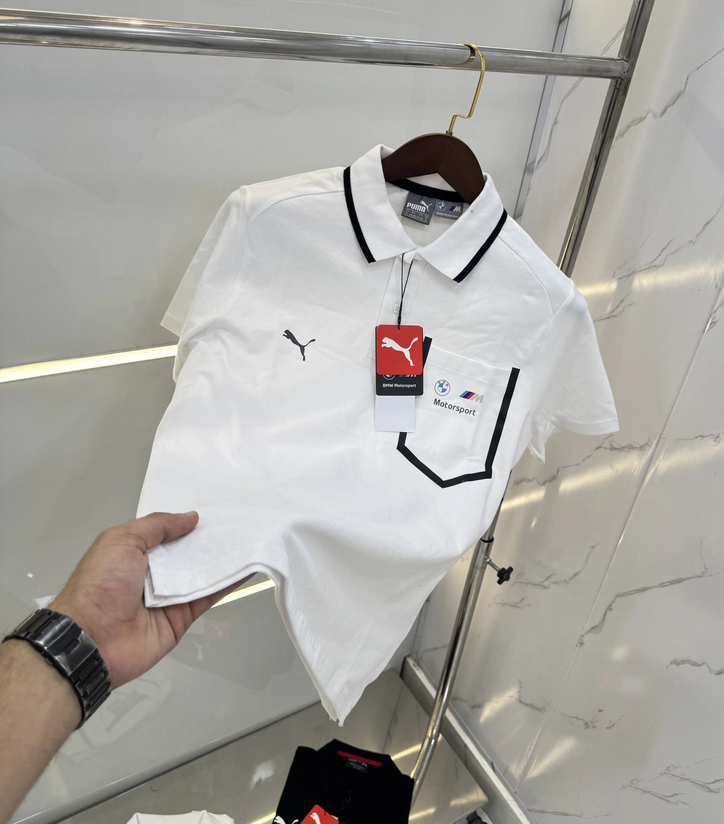 Pum a White Bmw Edition Premium Polo T-shirt