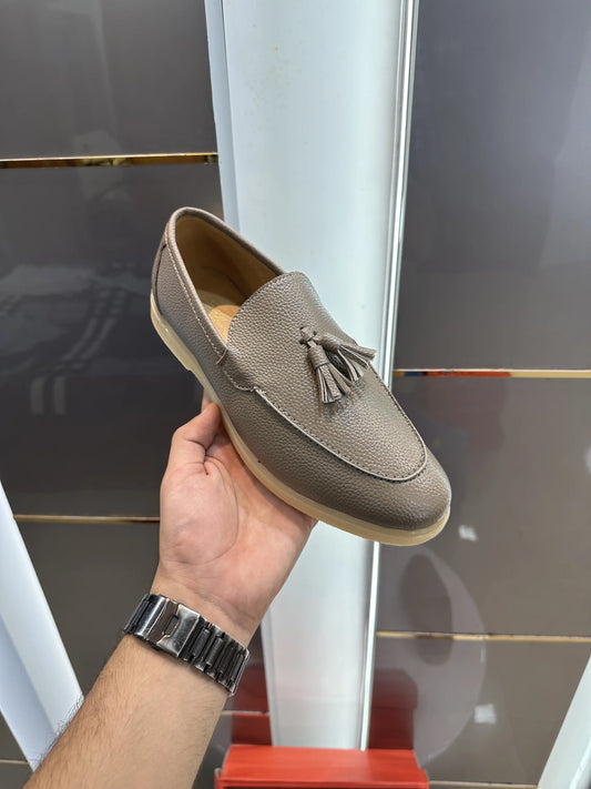 Loro_Piana Beige Premium Leather Loafers