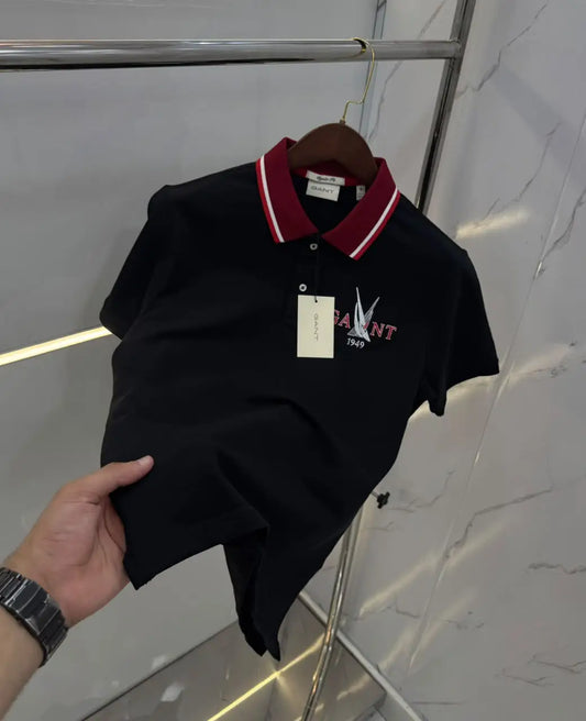 Gan t Black Logo Work Premium Polo T-shirt