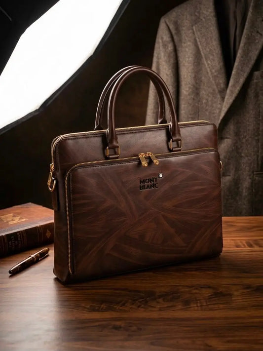 Mont Blan c Luxury Premium Imported Grey Laptop Bag Coffee mb1008