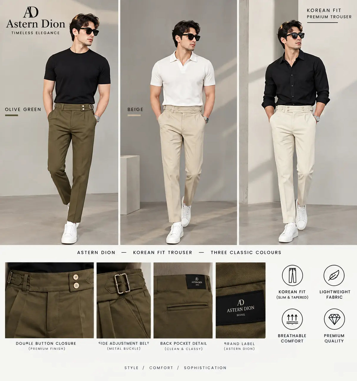 Astern Dion Dark Brown Imported Korean Trouser