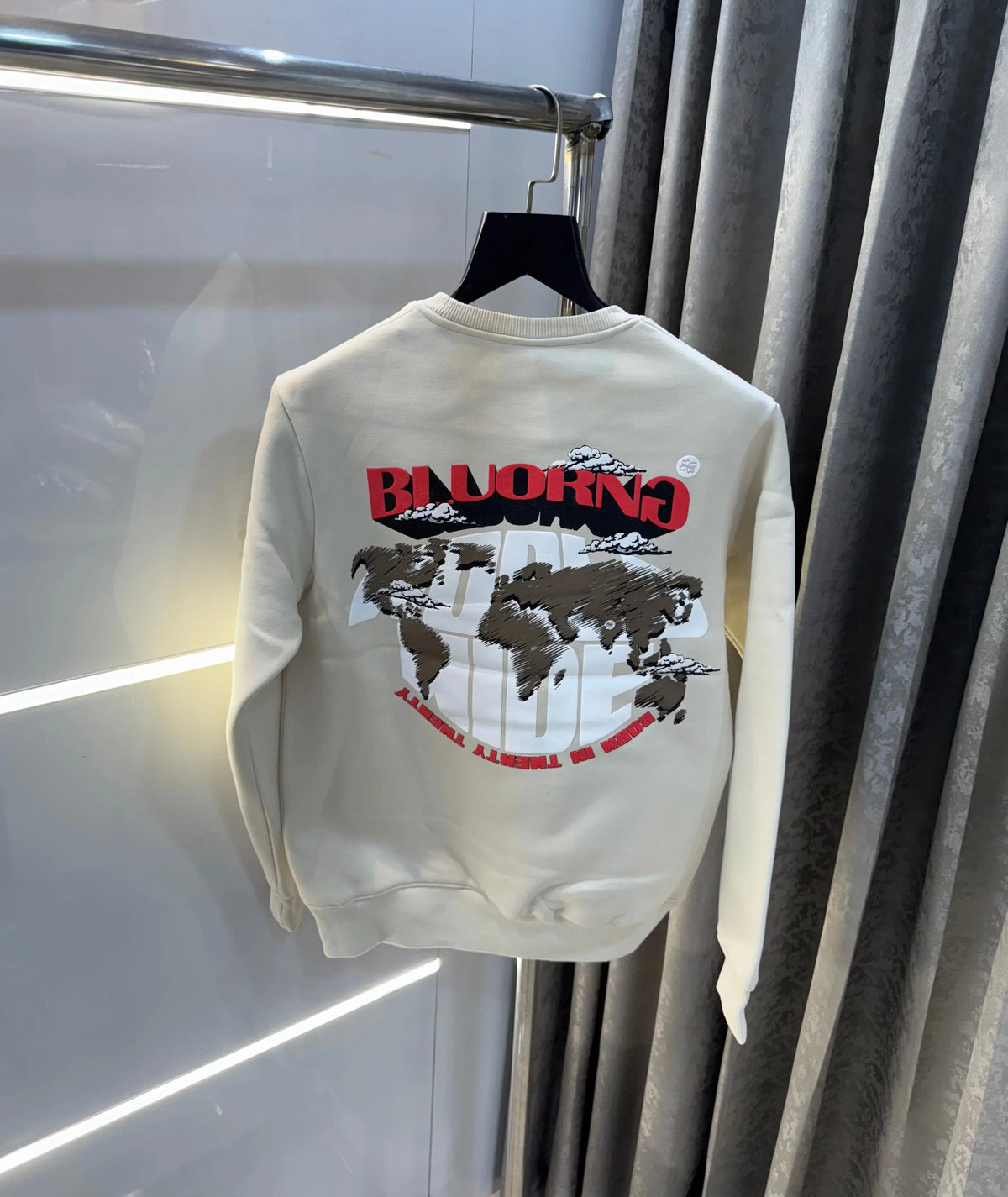 Bluoran g Cream Logo Back Print Premium Sweatshirt
