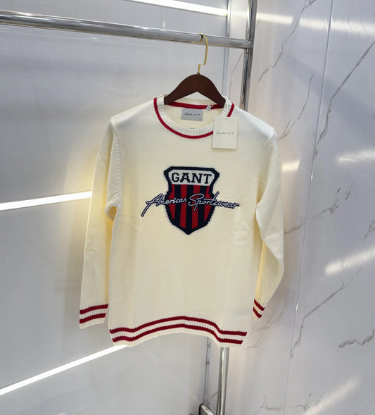 Gan.t Cream Knitted Imported Pull Over