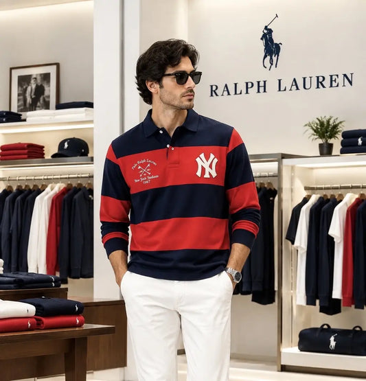 Ralph  Lauren Red Logo Work Premium Full Sleeve Polo T-Shirt