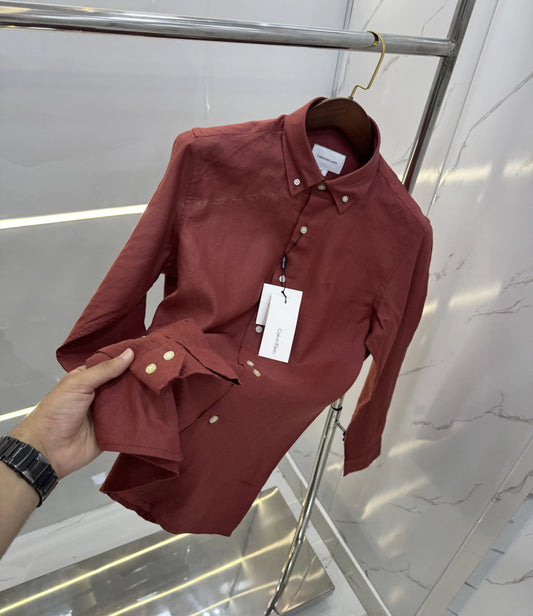Calvin  Klein Rust Embroidery Logo Work Premium Shirt