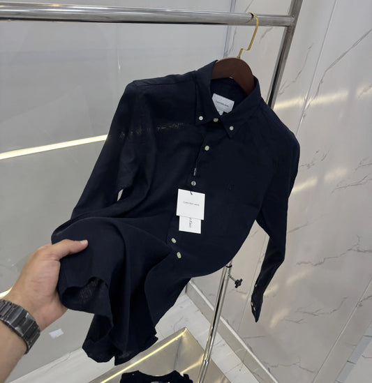 Calvin  Klein Navy Blue Embroidery Logo Work Premium Shirt