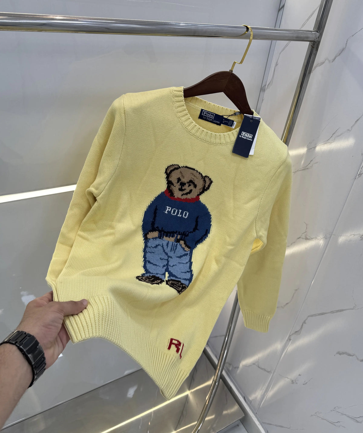 Ralp.h Laure.n Yellow Teddy Knitted Imported Pull Over