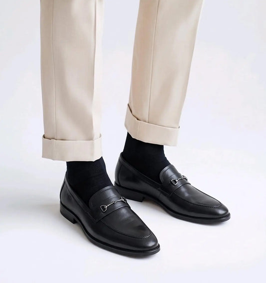 Tods_Black Metal Buckle Premium Leather Formal Loafers