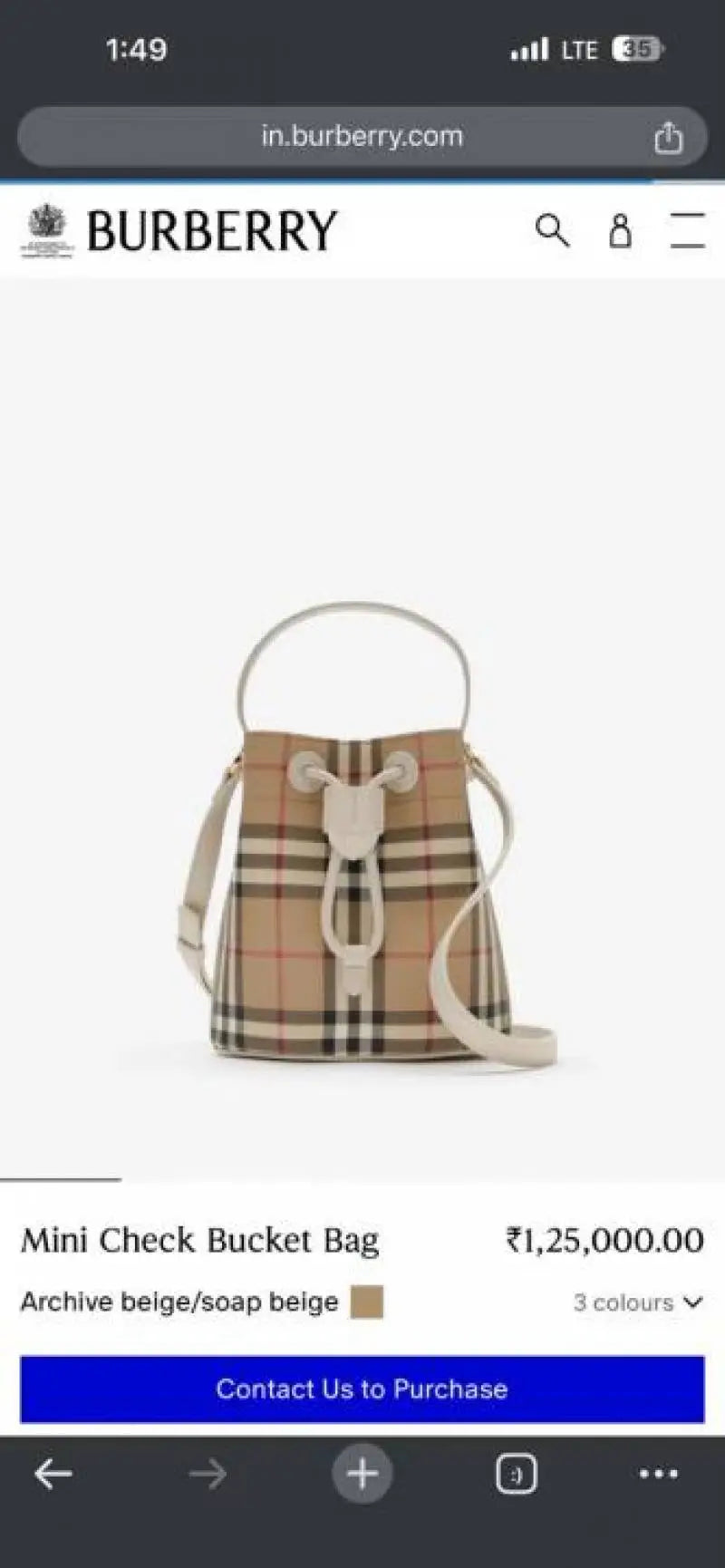 Burberrry Mini Check Bucket Bag Premium High End Quality With Original Box