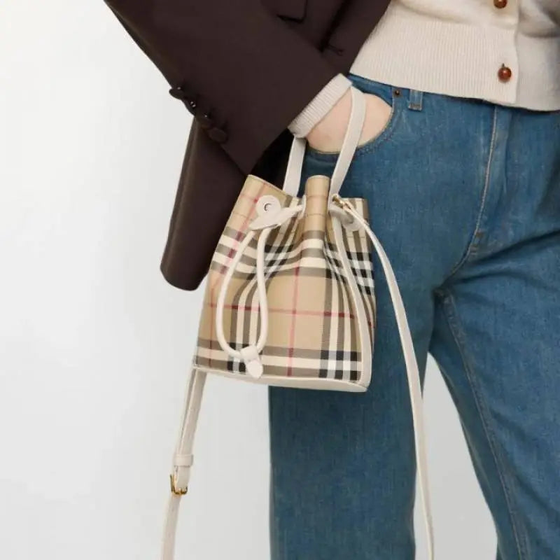 Burberrry Mini Check Bucket Bag Premium High End Quality With Original Box