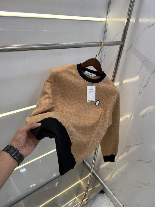Coac h Beige Imported Knitted Premium Pull Over