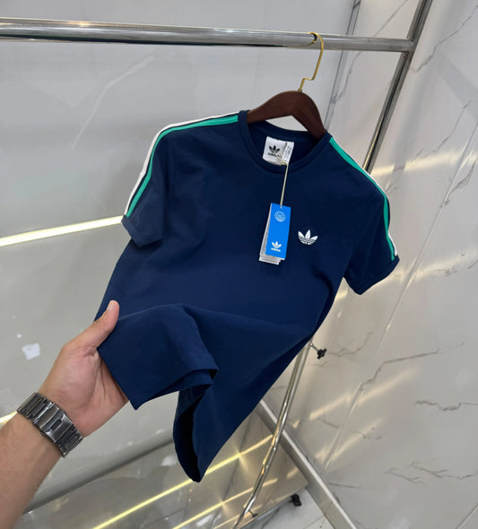 Adidas Navy Blue  Logo Print Imported  T-Shirt
