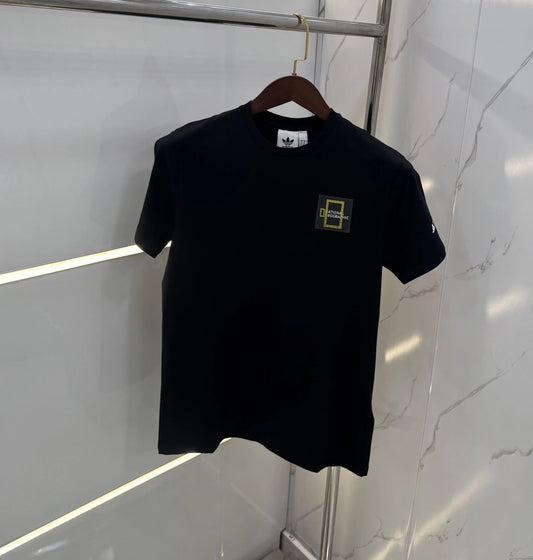 Adidas Balck   Logo Print Imported  T-Shirt