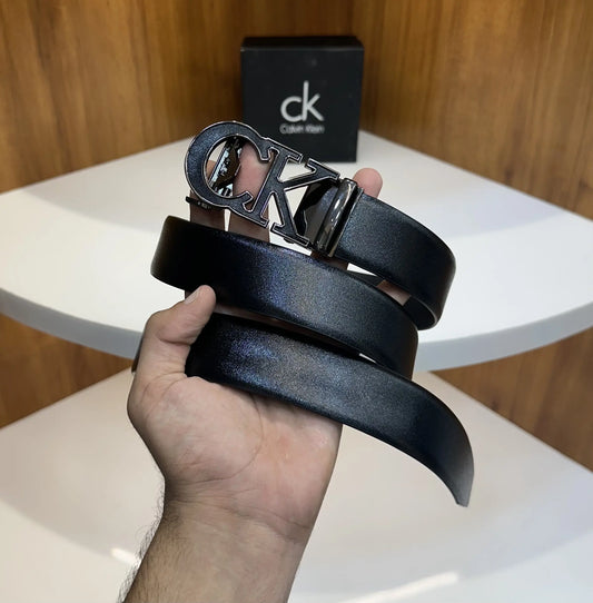 Calvin Klei n Premium Imported Belt Glossy Grey Black Autolock ck980