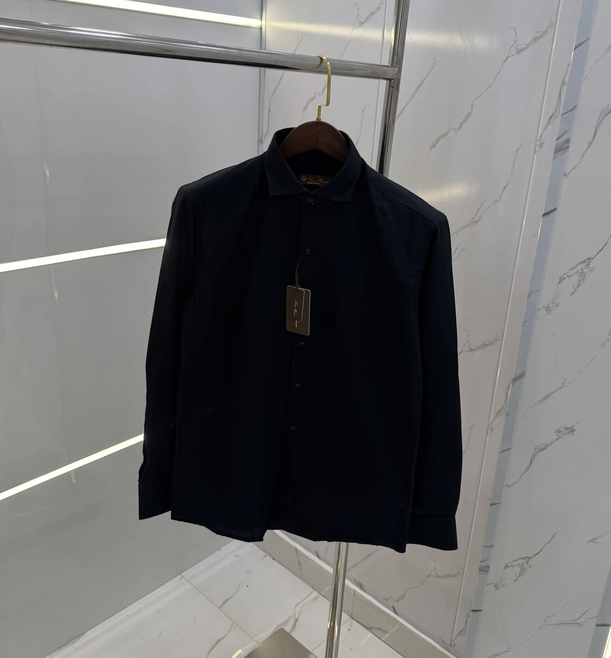 Loro Piana Black Embroidery Logo Work Premium Shirt