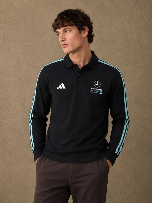 Adida s Black Logo Work Premium Full Sleeves Polo T-Shirt