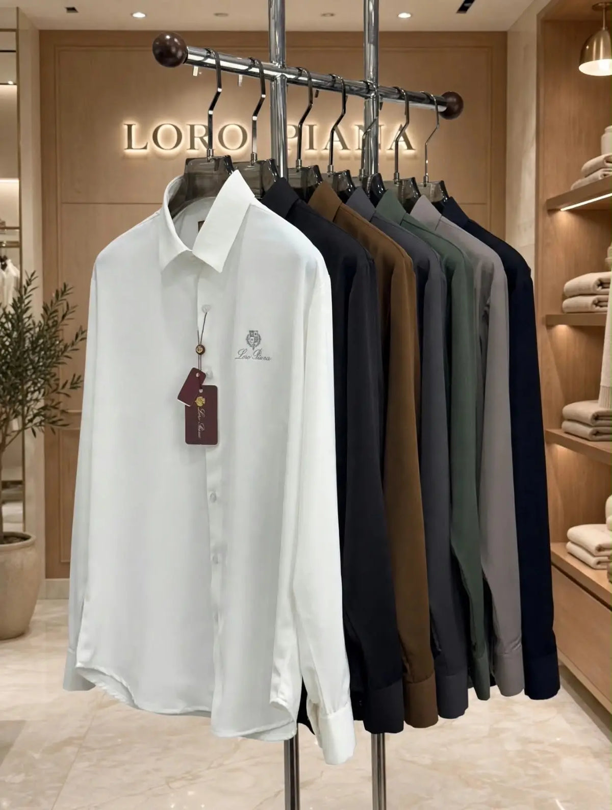 Loro Piana White Embroidery Logo Premium Shirt With Original Box