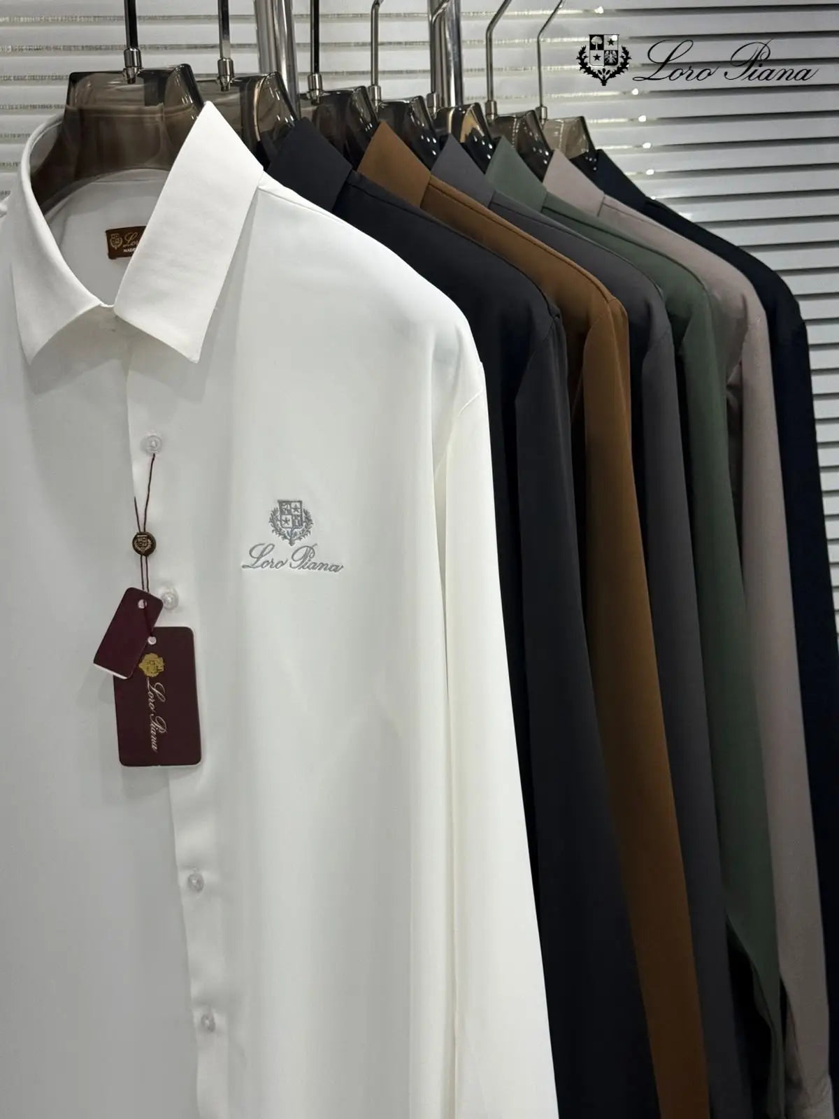Loro Piana Navy Blue Embroidery Logo Premium Shirt With Original Box