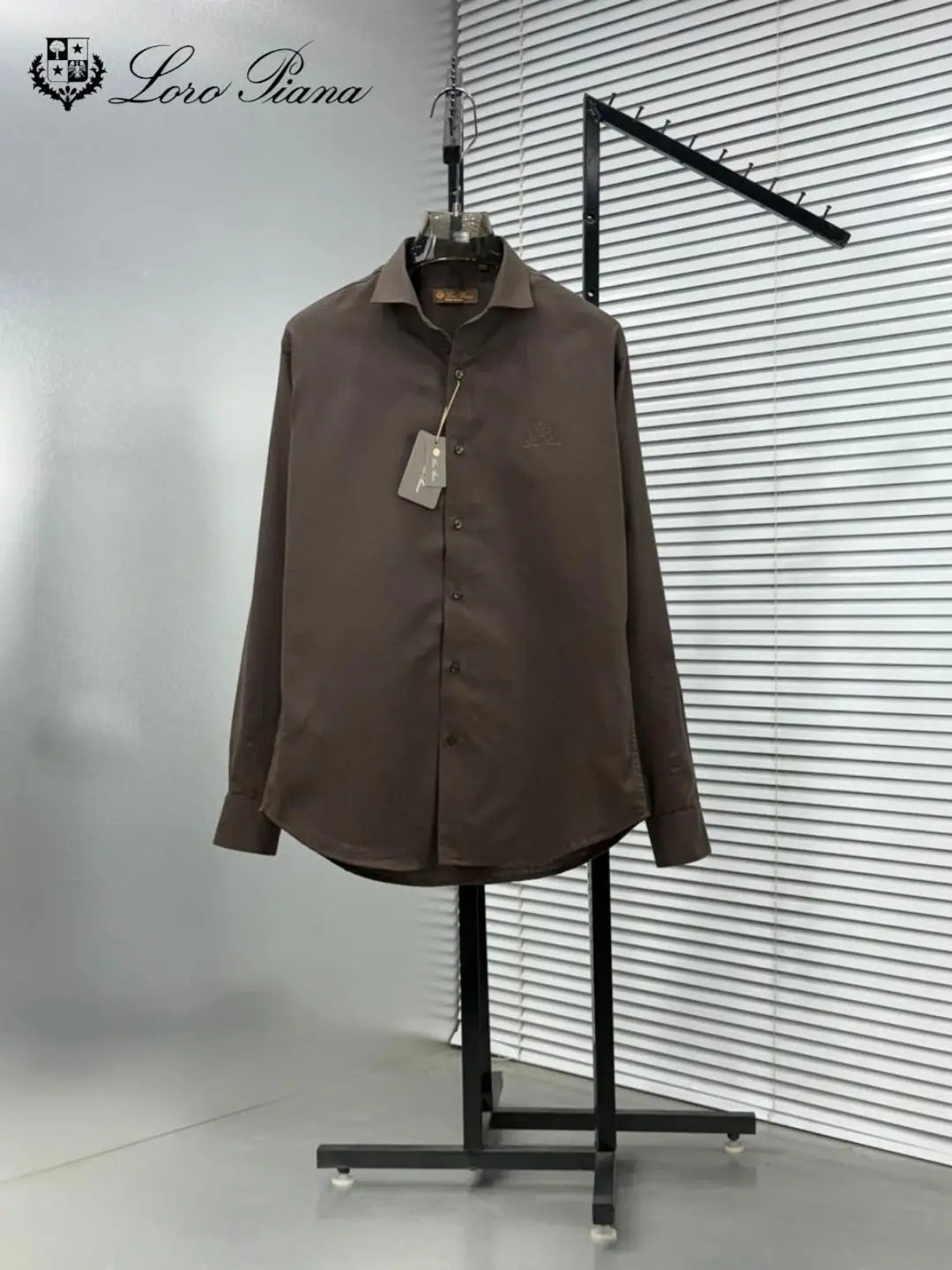 Loro Piana Brown Embroidery Logo Work Premium Shirt