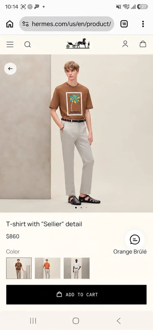 Hermes Brown Logo Work Premium T-Shirt
