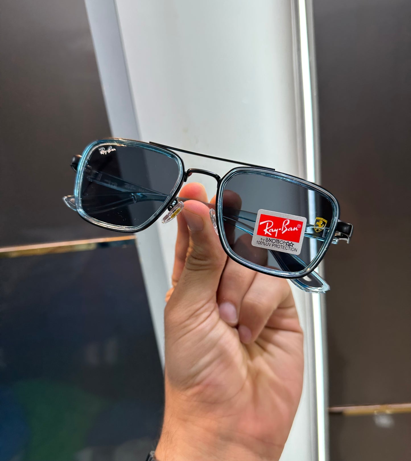Ray Ban Ferrari Collab Sky Blue Edition Luxury Shade With Original Packing
