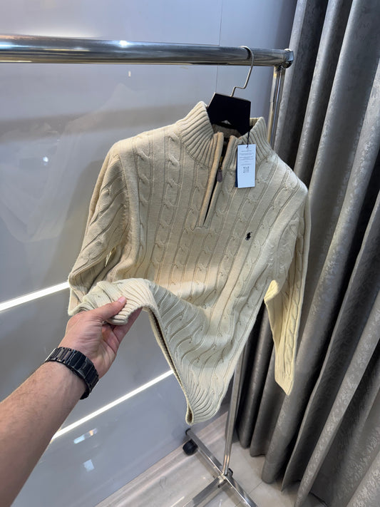 Ralph Lauren Beige Embroidery Logo Imported Knitted Pull Over