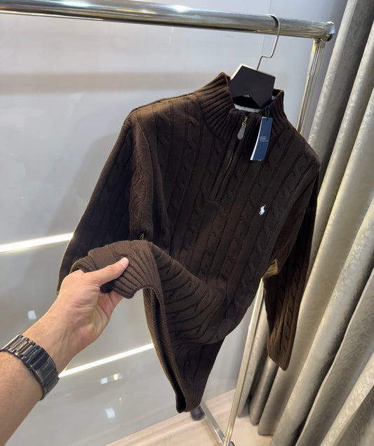 Ralph Lauren Brown W Embroidery Logo Imported Knitted Pull Over