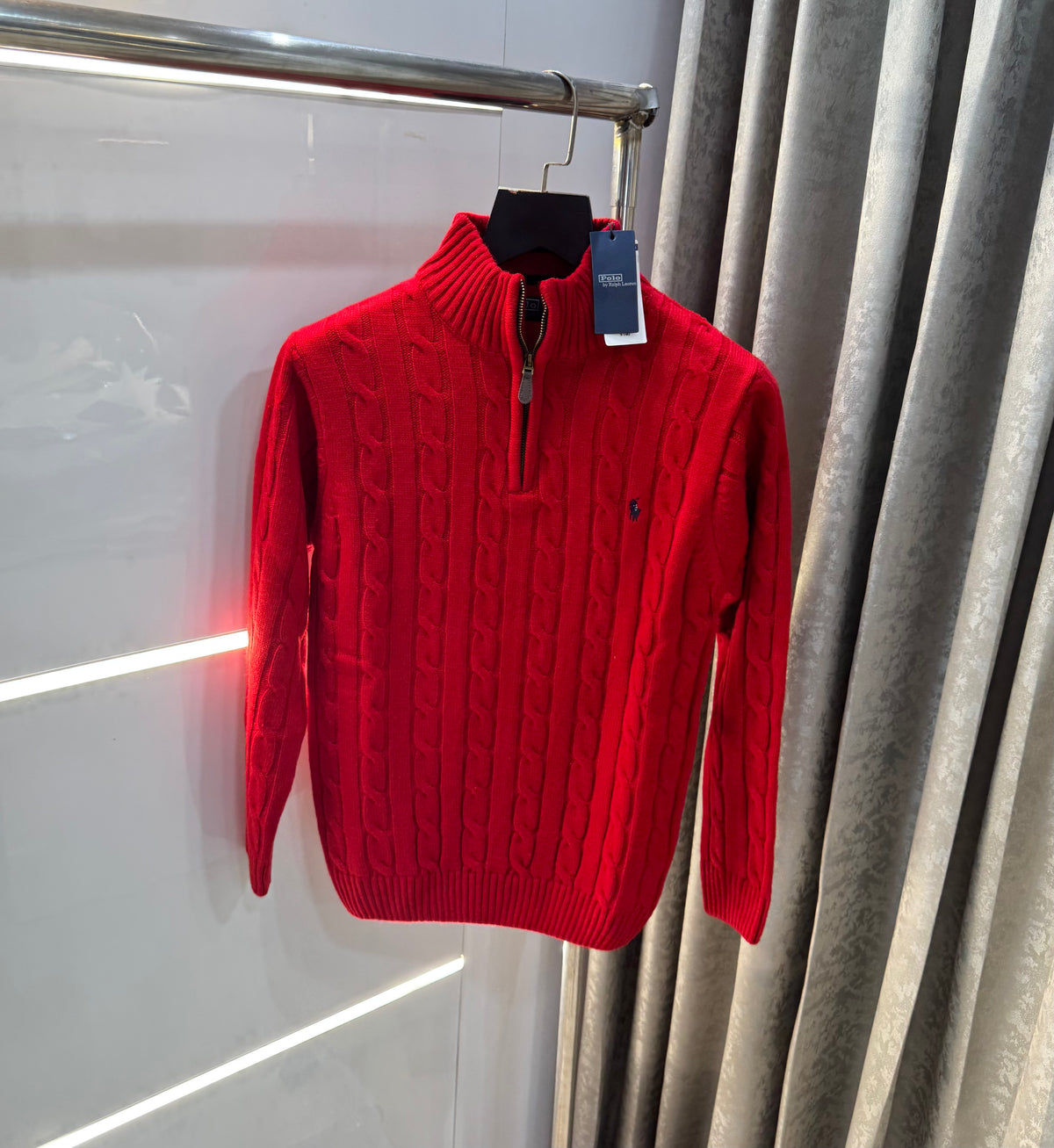 Ralph Lauren Red Embroidery Logo Imported Knitted Pull Over