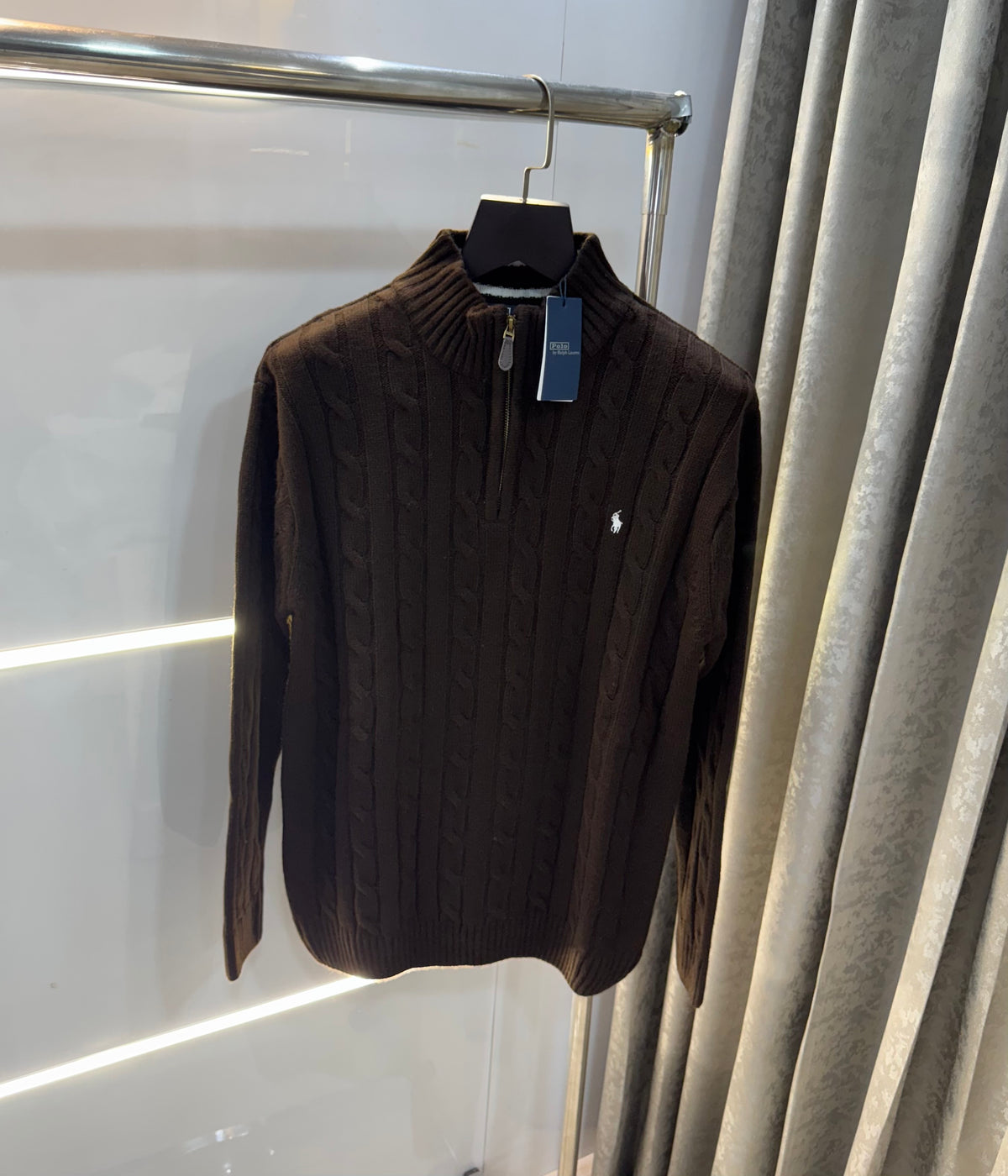 Ralph Lauren Brown W Embroidery Logo Imported Knitted Pull Over