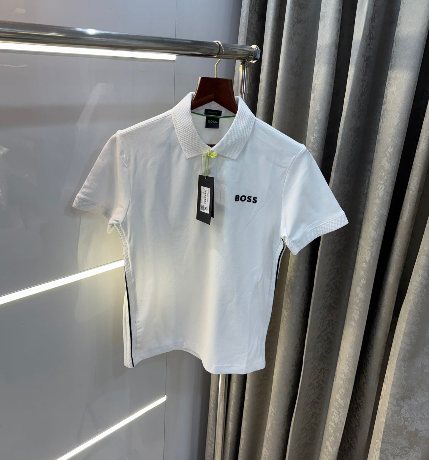Hugo Boss White Logo Work Premium Smart Fit Polo T-Shirt