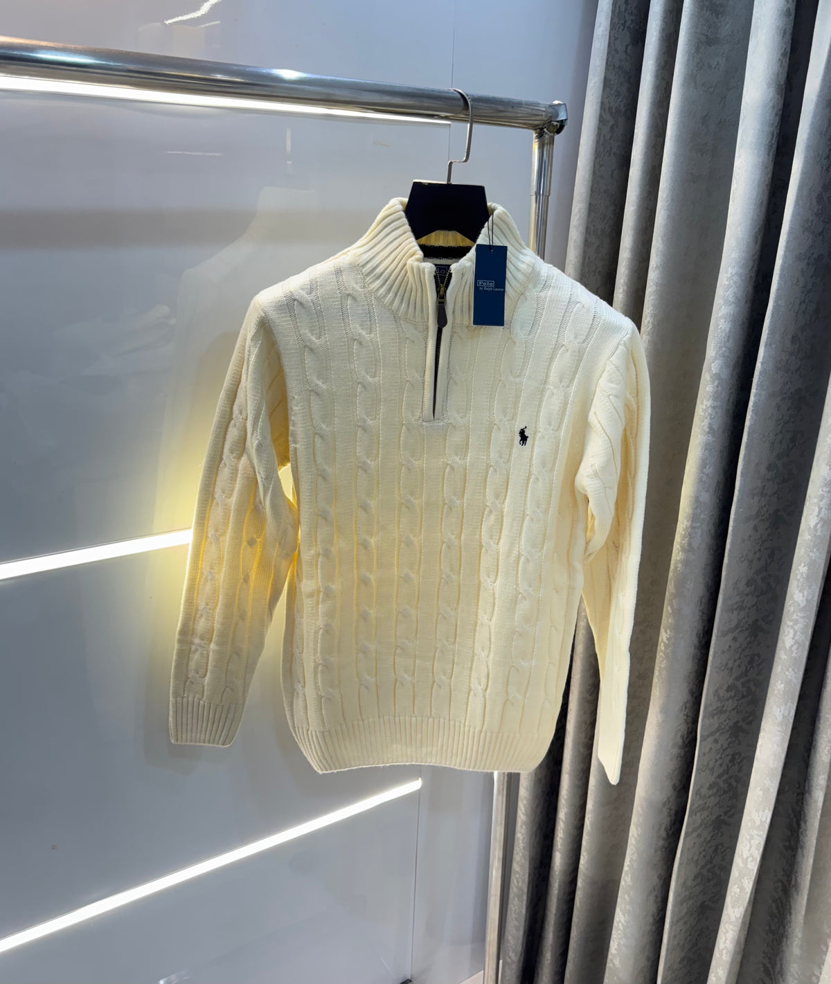 Ralph Lauren Cream Embroidery Logo Imported Knitted Pull Over