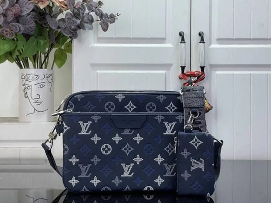 s Vuitton LV Virgil Abloh Trio Messenger Multi Crossbody Bag With OG Box  Dust Bag Blue