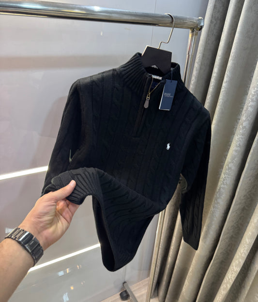Ralph Lauren Black W Embroidery Logo Imported Knitted Pull Over
